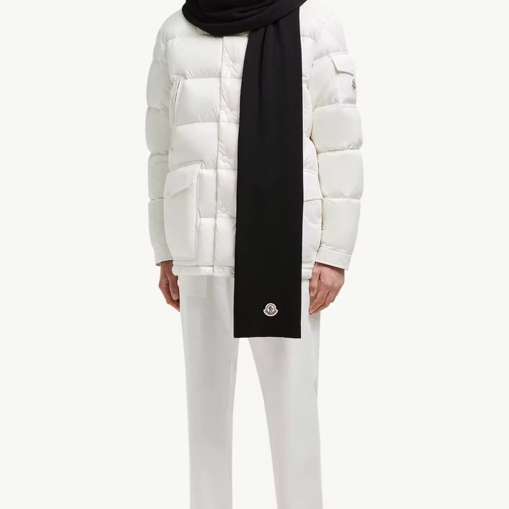 NEW Moncler Black 100% Wool Scarf Unisex